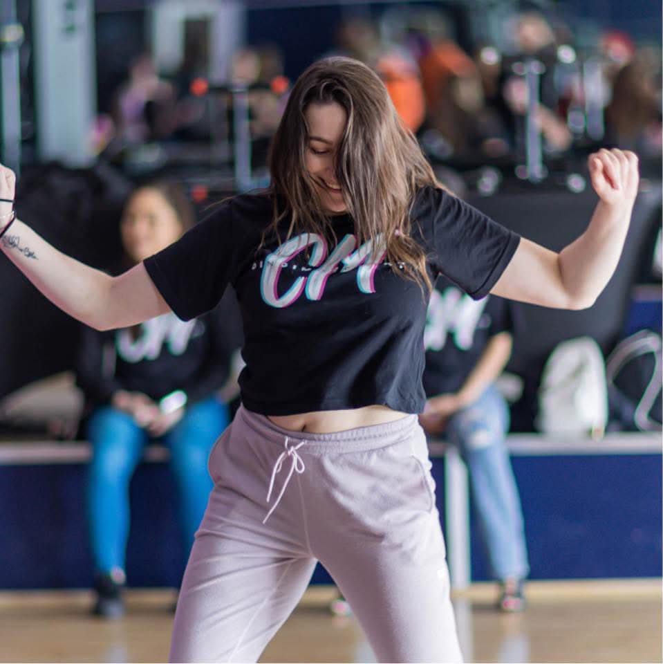 Kate dancing during a CinciMovement Ladies Salsa Styling class